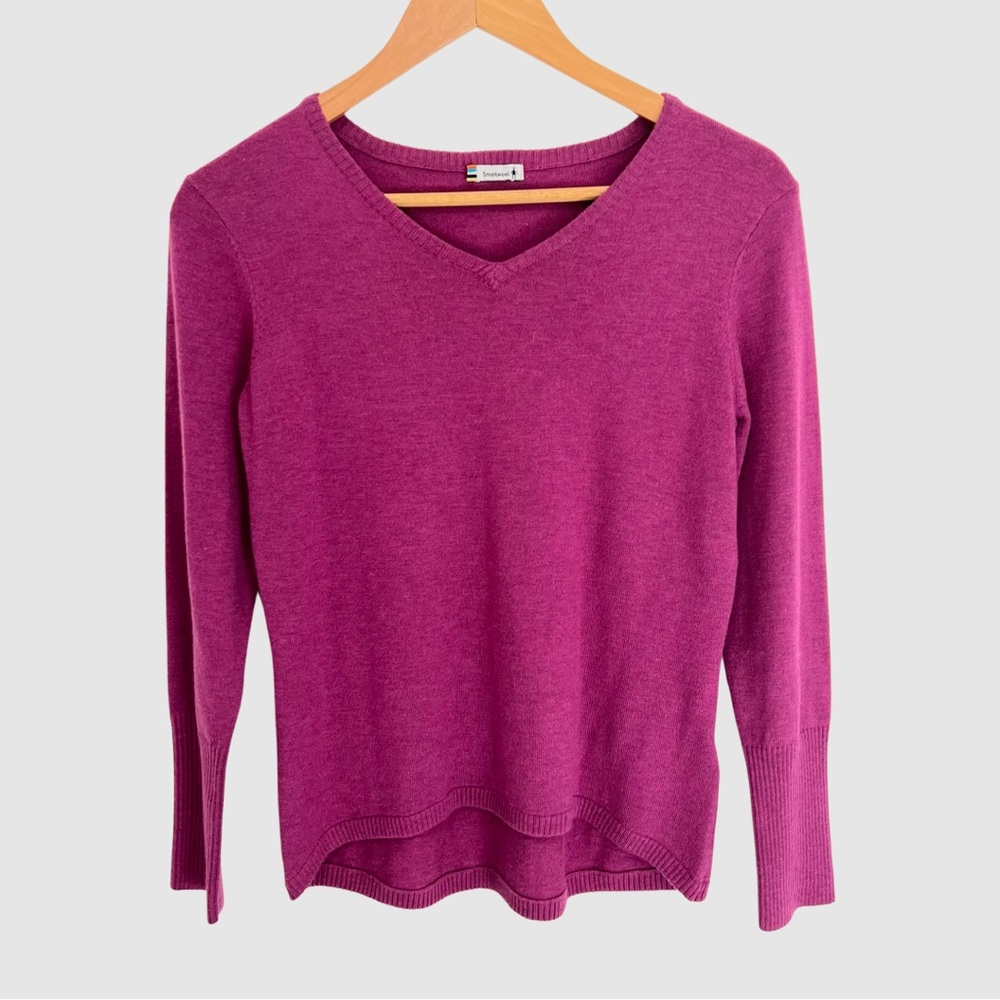 Smartwool Purple V-Neck Long Sleeve Knit Sweater S - Picture 1 of 5
